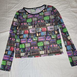 Dolls Kill Horoscopez sheer media and makeup print long-sleeve top plus size 1X